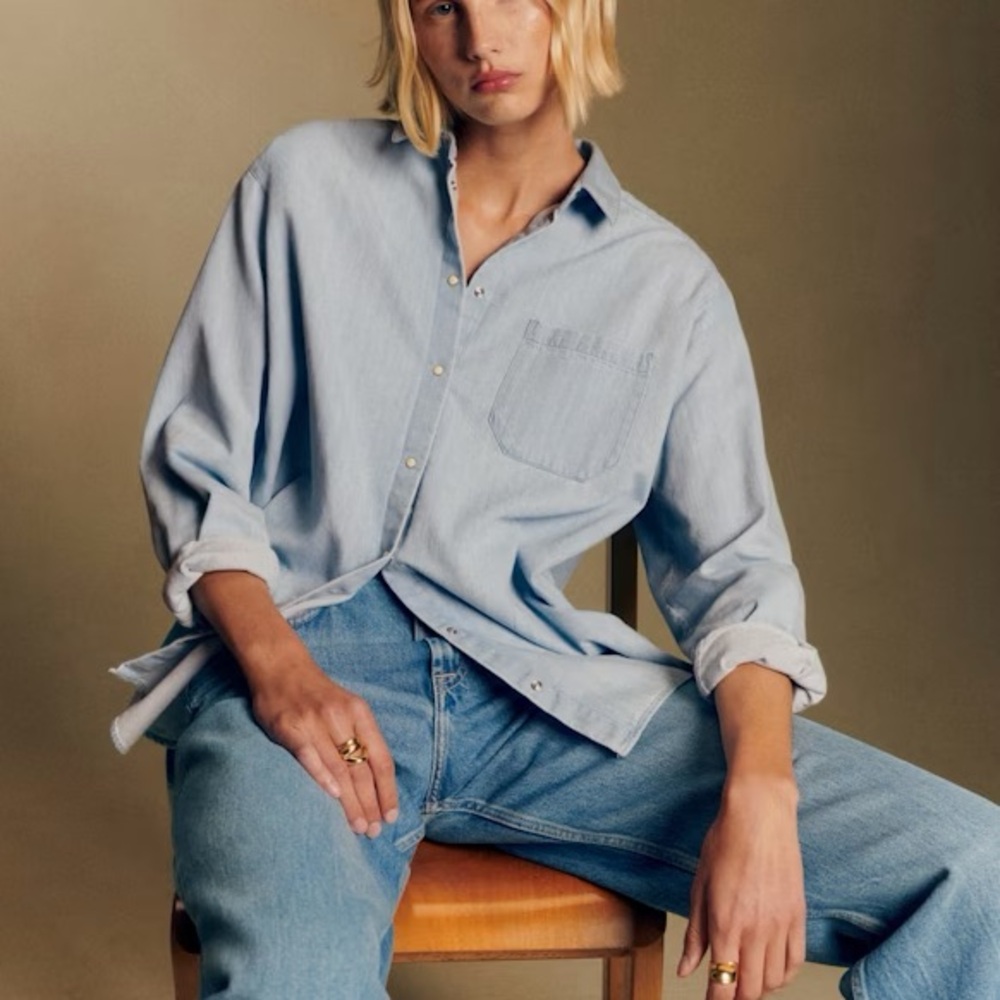 Sezane Max Shirt Very Light Denim - Size 8